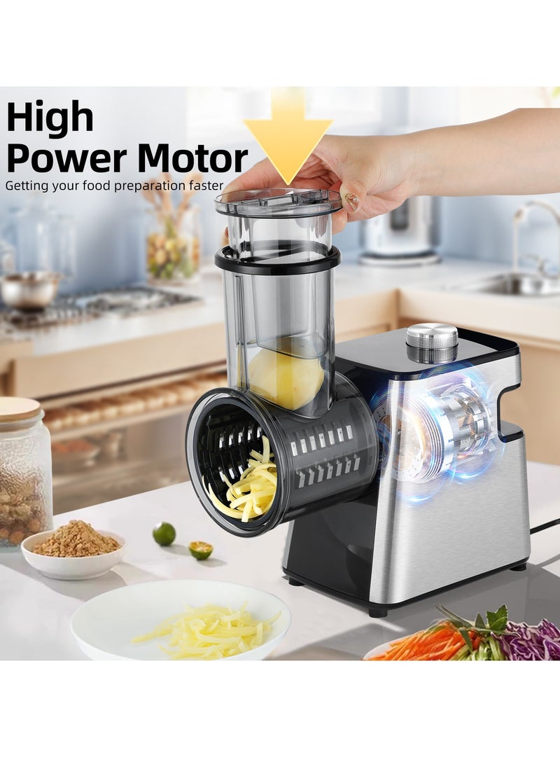 ET-LIFE 7 in 1 Professional Electric Cheese Grater and Slicer, 300W, for Vegetable, Block Cheese, Salad Maker, Shredded Carrot, Zucchini for Home Kitchen - Image 2